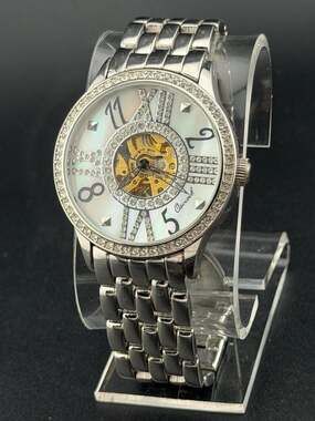 BOGO! - Osirock Skeleton Automatic Watch Silver-Tone Crystal Bezel 40mm Blingy!